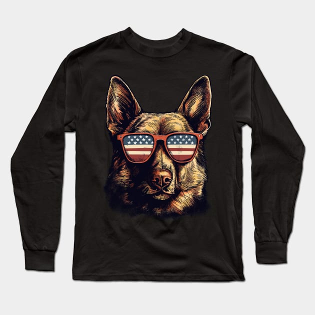 german shepherd, patriot, memorial day Long Sleeve T-Shirt by Submarinepop